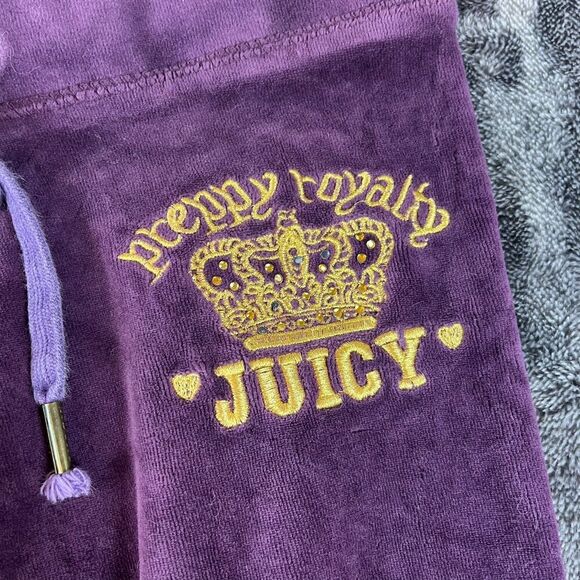 Vtg Y2K Juicy Couture Velour Sweatpants Embellished Embroidered S Purple USA - Picture 3 of 11